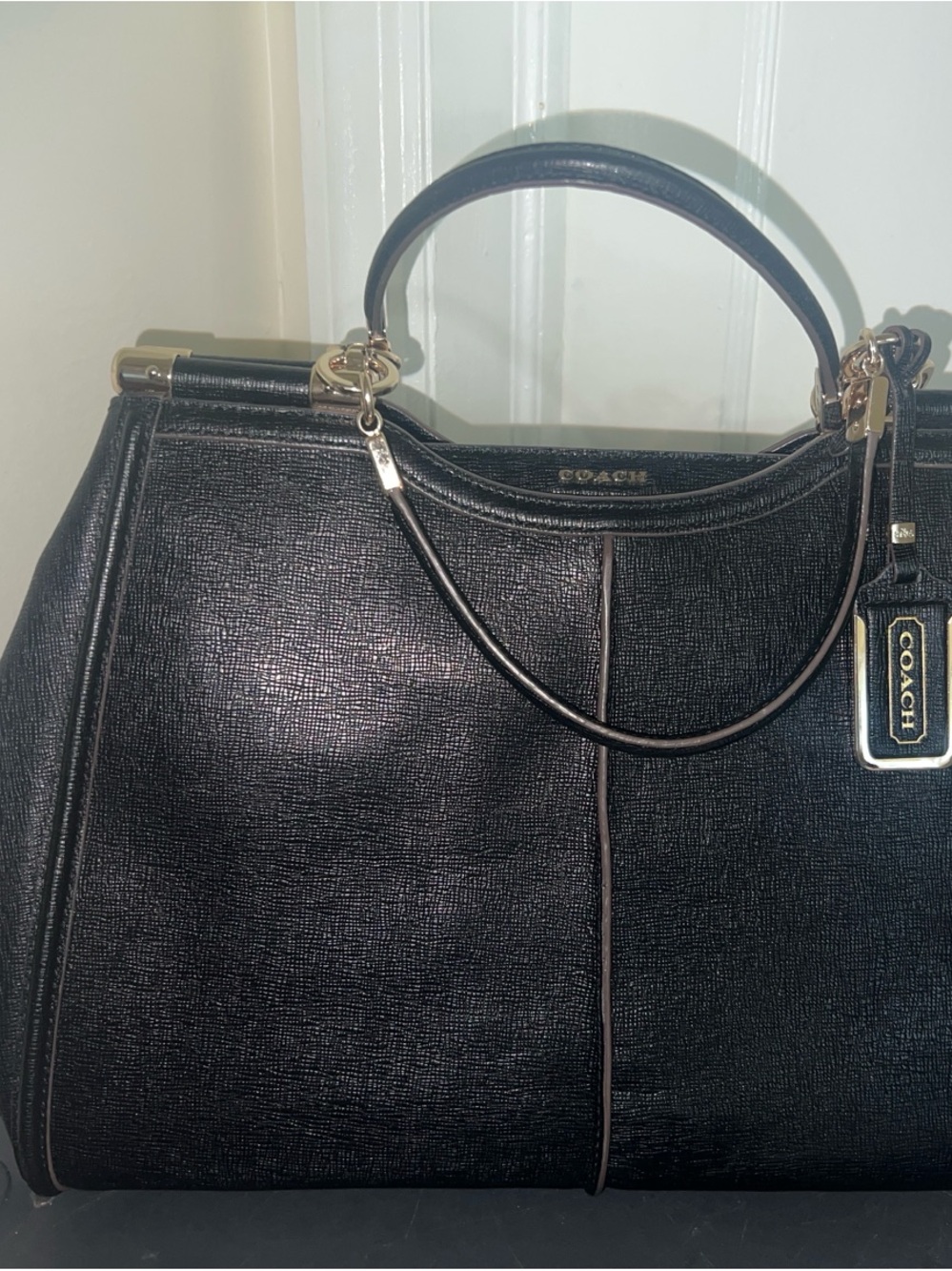 Coach Madison Caroline F25245 Black Leather Satchel